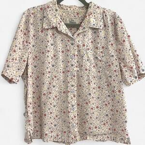 Vintage 80s/90s CJ Banks Colorful + Floral Button Up Top 100% Cotton